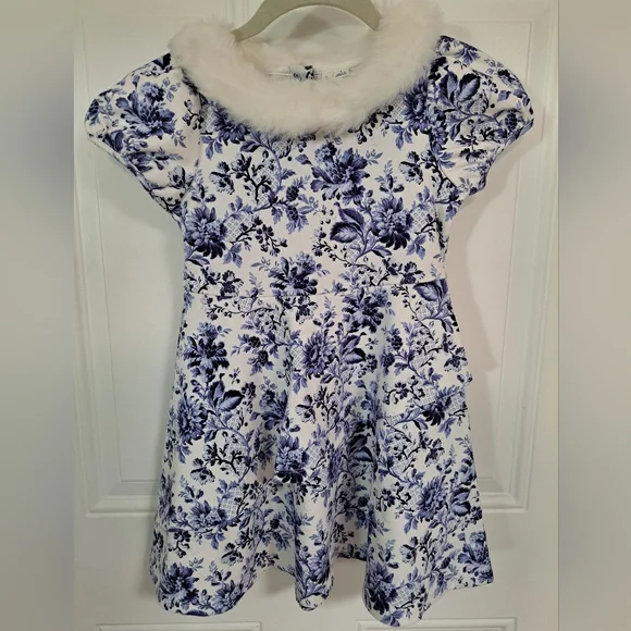 janie and jack blue floral dress Baby Tamalpais Blue Baby Embroidered Floral Velvet Dress by Janie and Jack